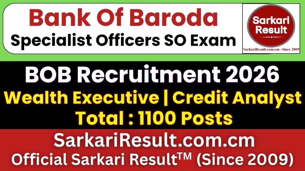 Bank of Baroda SO Online Form 2026 (1100 Posts) – Start