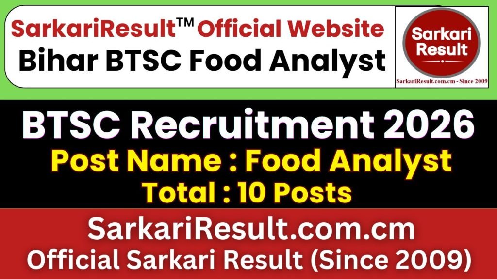 Bihar BTSC Food Analyst Online Form 2026 – Last Date Today