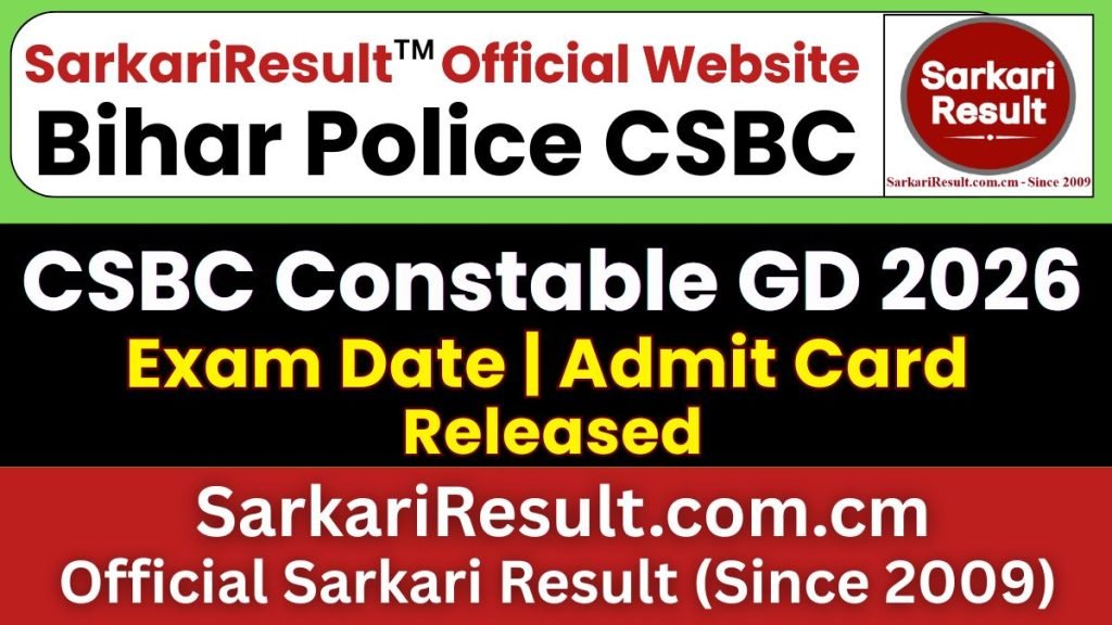 Bihar Police CSBC Constable GD Admit Card 2026