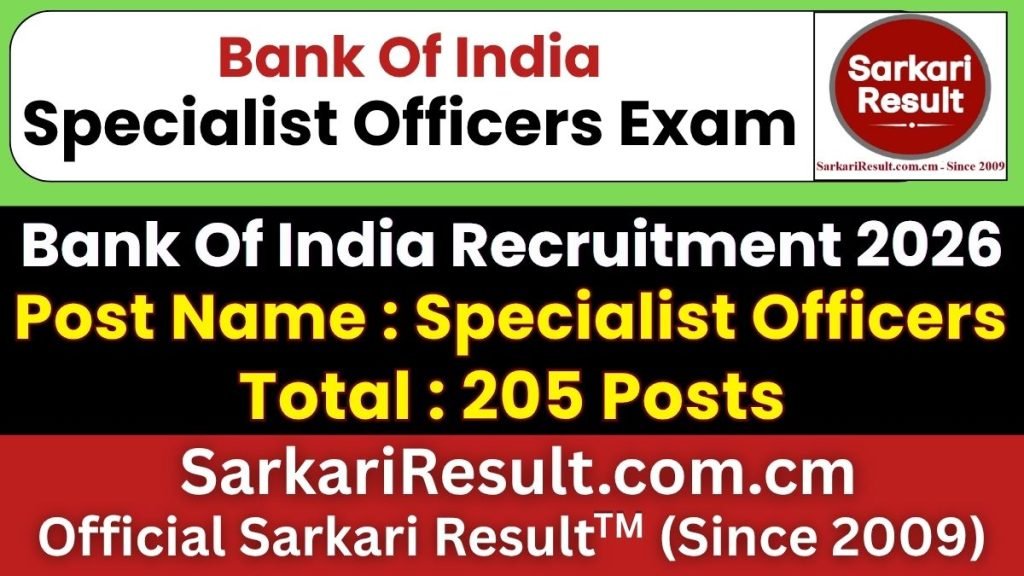 Bank of India BOI SO Online Form 2026