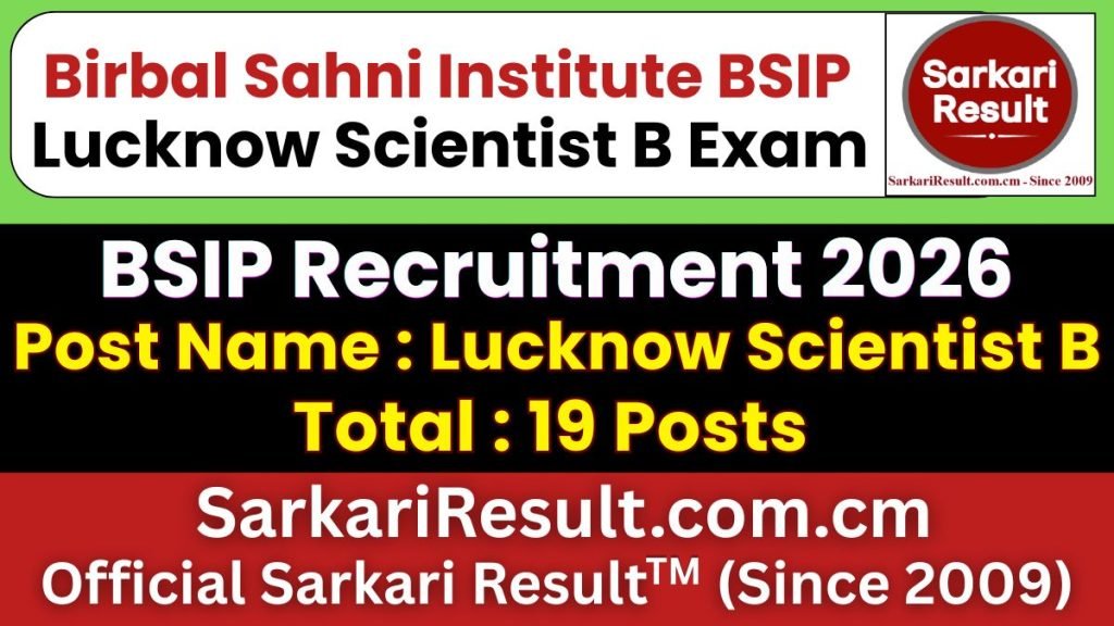 BSIP Lucknow Scientist B Online Form 2026