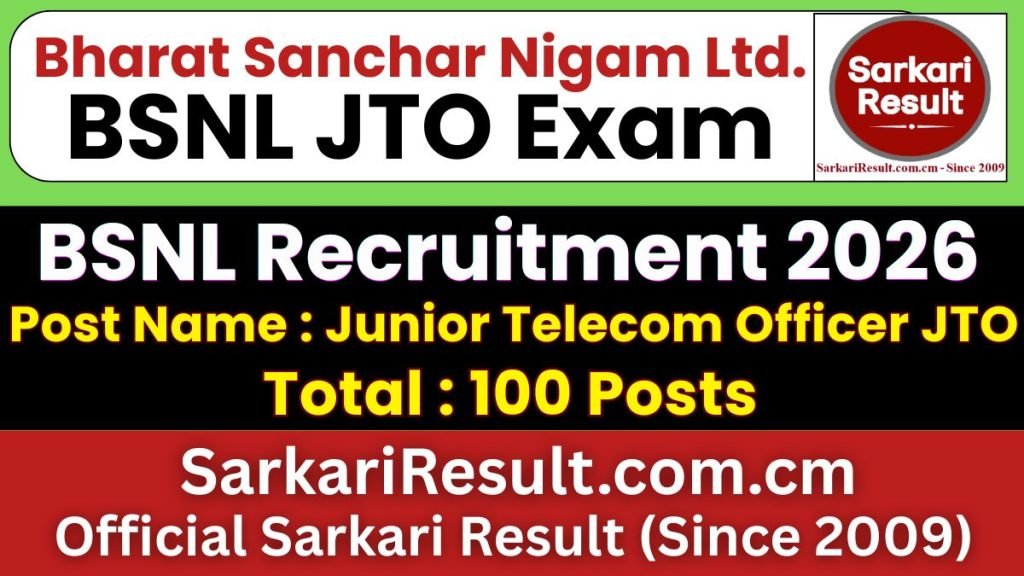 BSNL Junior Telecom Officer JTO Online Form 2026 – Last Date Today