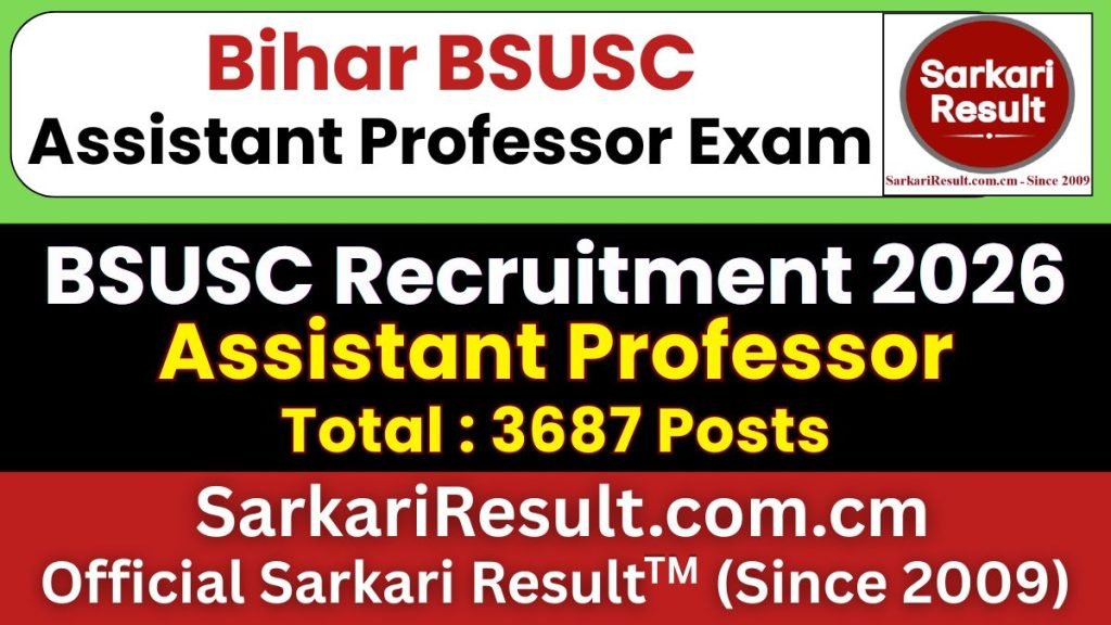 BSUSC Bihar Assistant Professor Online Form 2026