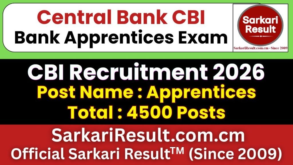 Central Bank CBI Apprentices Online Form 2026 – Last Date Today