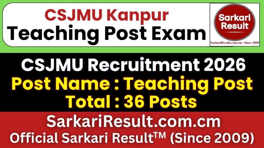 CSJMU Kanpur Teaching Post Online Form 2026