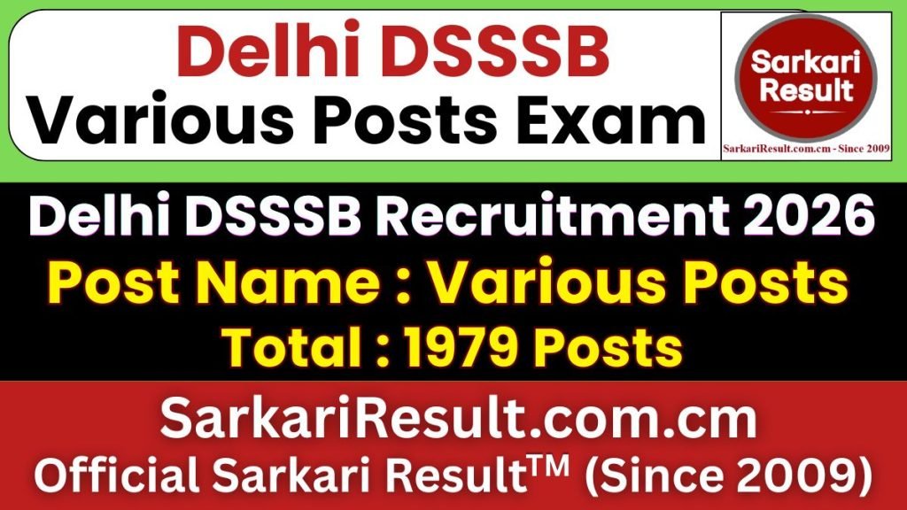 DSSSB Various Post 03/2026 Online Form (1979 Posts)