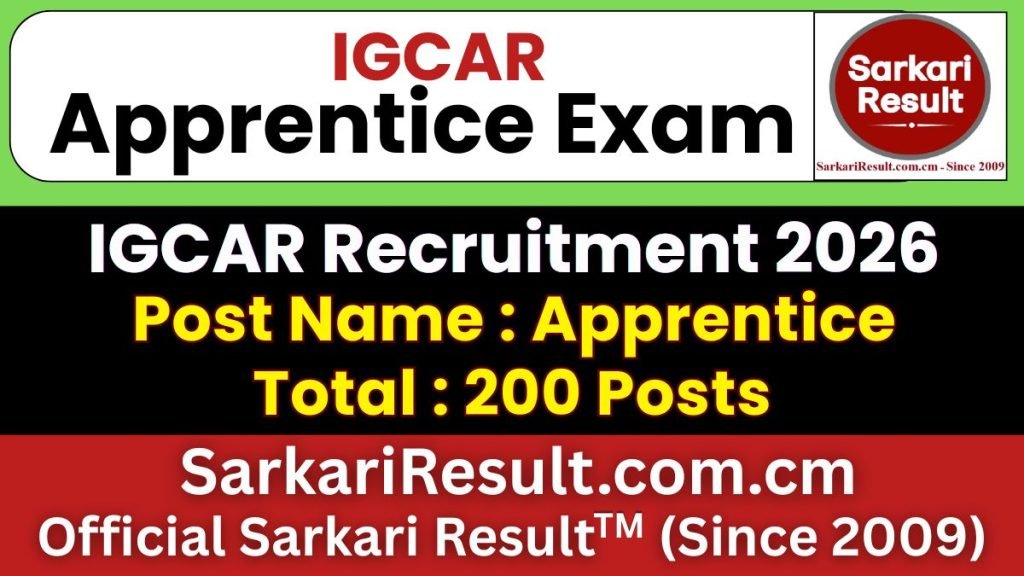 IGCAR Trade Apprentice Online Form 2026