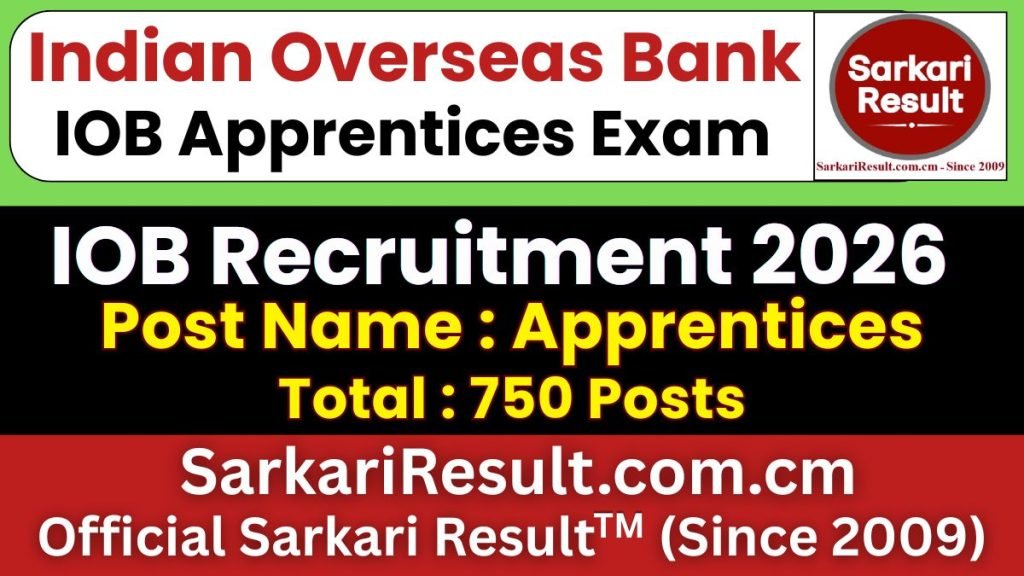 Indian Overseas Bank IOB Apprentice Online Form 2026 – Start