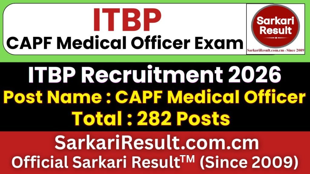 ITBP CAPF Medical Officer Online Form 2026