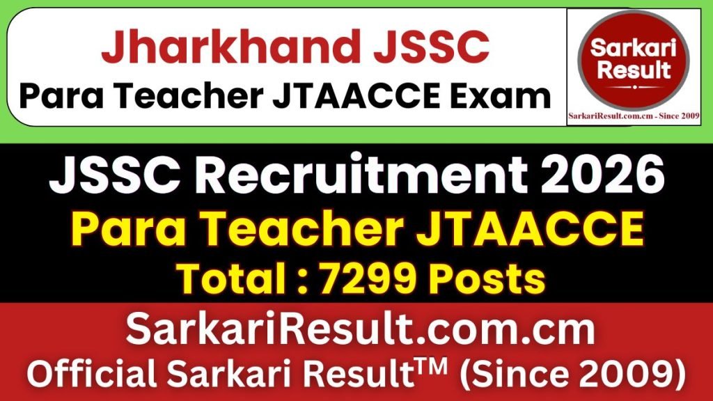 JSSC Para Teacher JTAACCE Online form 2026 (7299 Posts)