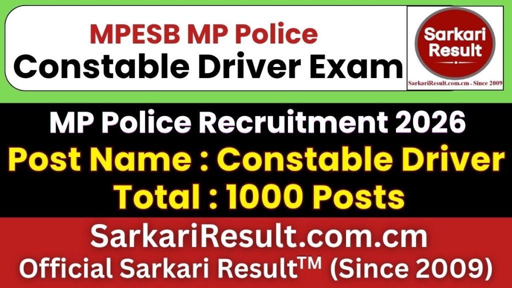 MPESB MP Police Constable Driver Online Form 2026