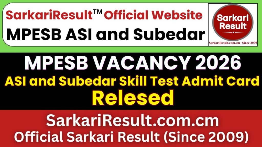 MPESB ASI and Subedar Final Result 2026 – Out