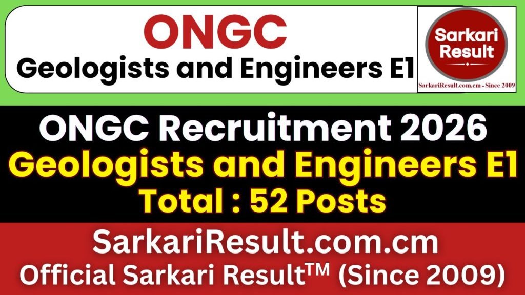 ONGC Geologists and Engineers E1 Online Form 2026 – Start