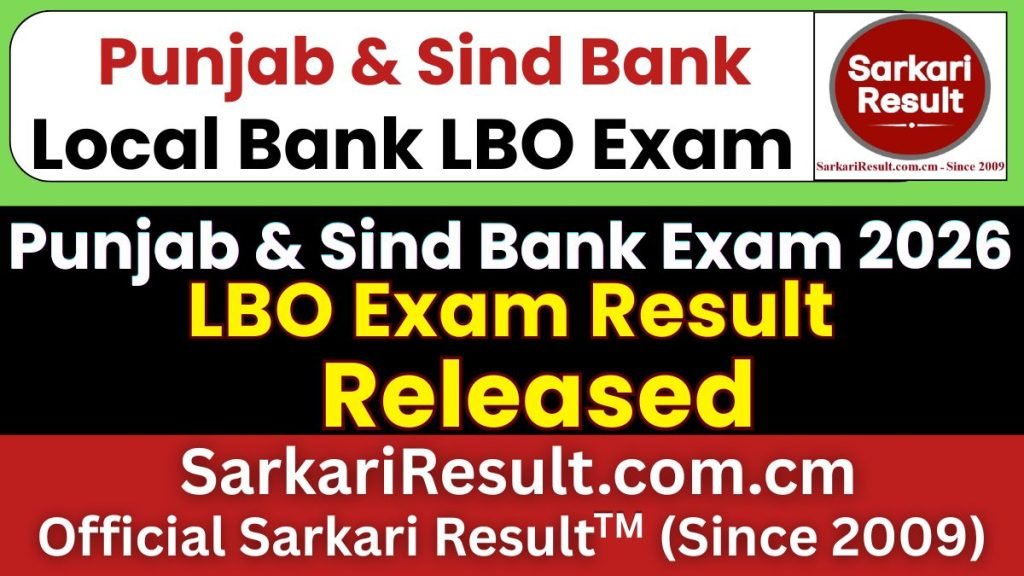 Punjab and Sind Bank LBO Result 2026 – Out