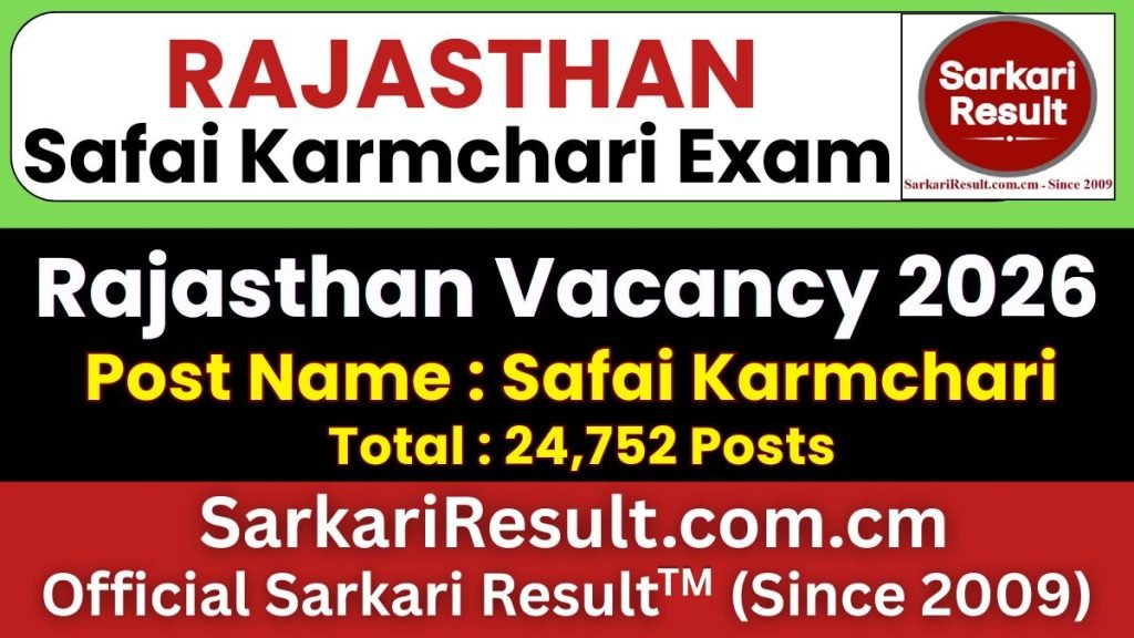 Rajasthan Safai Karmchari Online Form 2026 (24,752 posts)