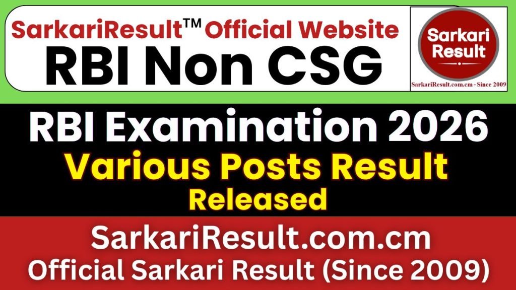 RBI Non CSG Various Post Final Result 2026 – Out