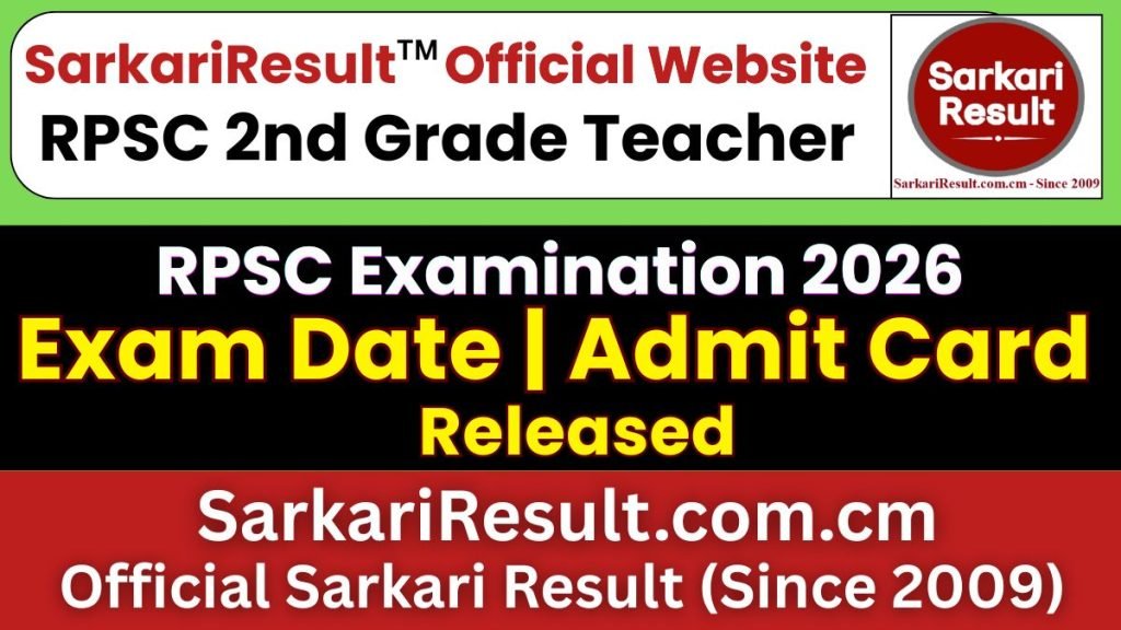 RPSC 2nd Grade Teacher Exam City Details 2026