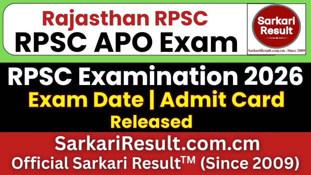 RPSC APO Mains Exam Date 2026 – Out