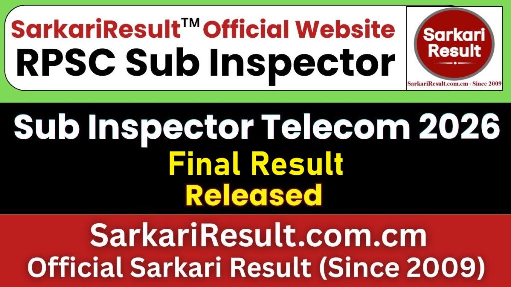 RPSC Rajasthan Police SI Telecom Final Result 2026 – Out