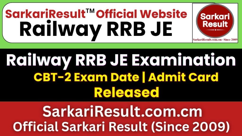 RRB Junior Engineer JE CBT-2 Exam City Details 2026