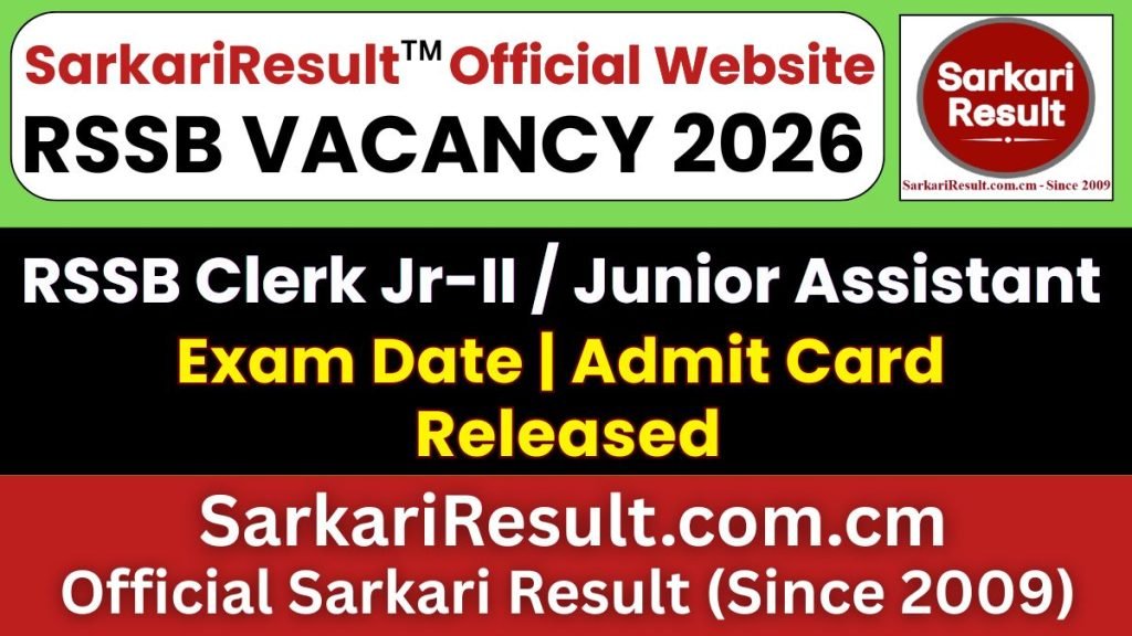RSSB Clerk Jr-II / Junior Assistant Exam City Details 2026