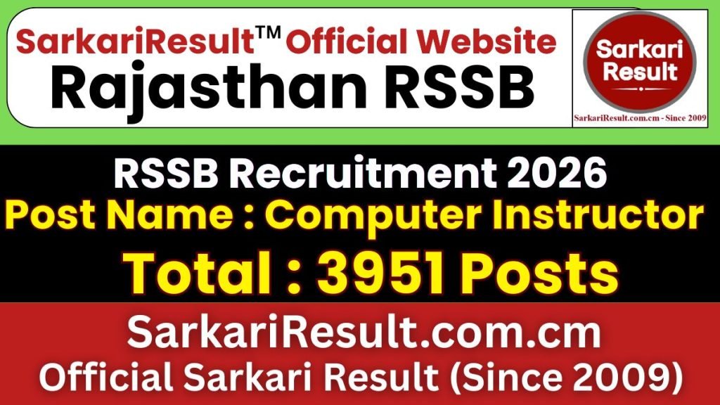 RSSB Computer Instructor Online Form 2026