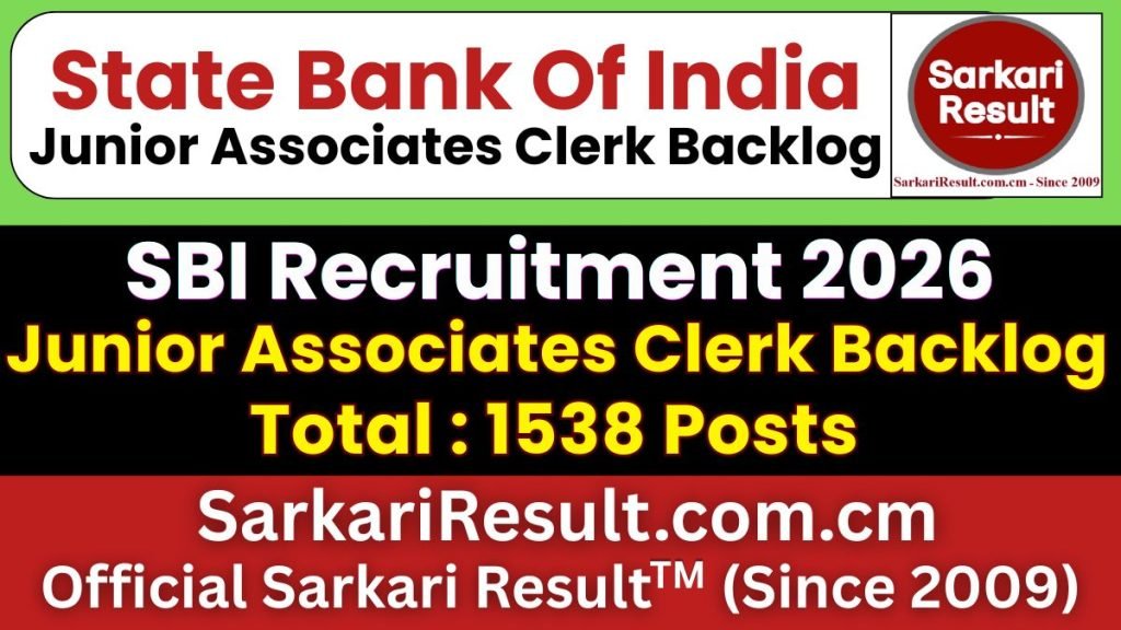 SBI Junior Associates Clerk Backlog Online Form 2026