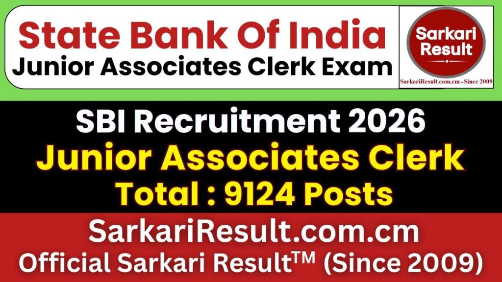 SBI Junior Associates Clerk Online Form 2026 (9124 Posts)