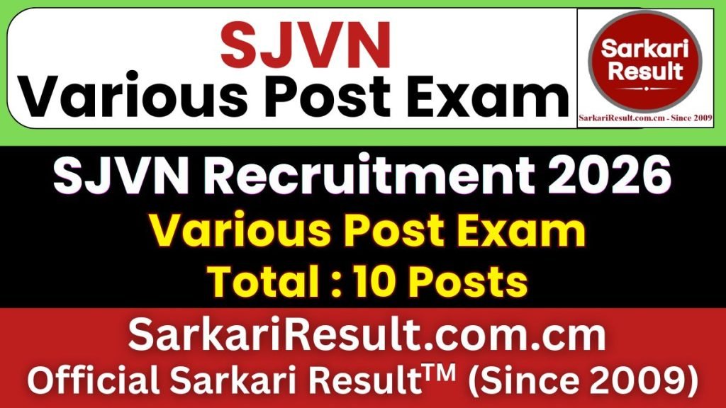 SJVN Various Post Online Form 2026 – Last Date Today