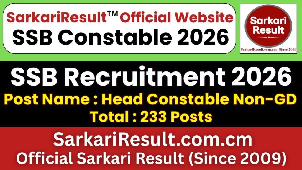 SSB Head Constable Non-GD PET / PST Exam Date 2026