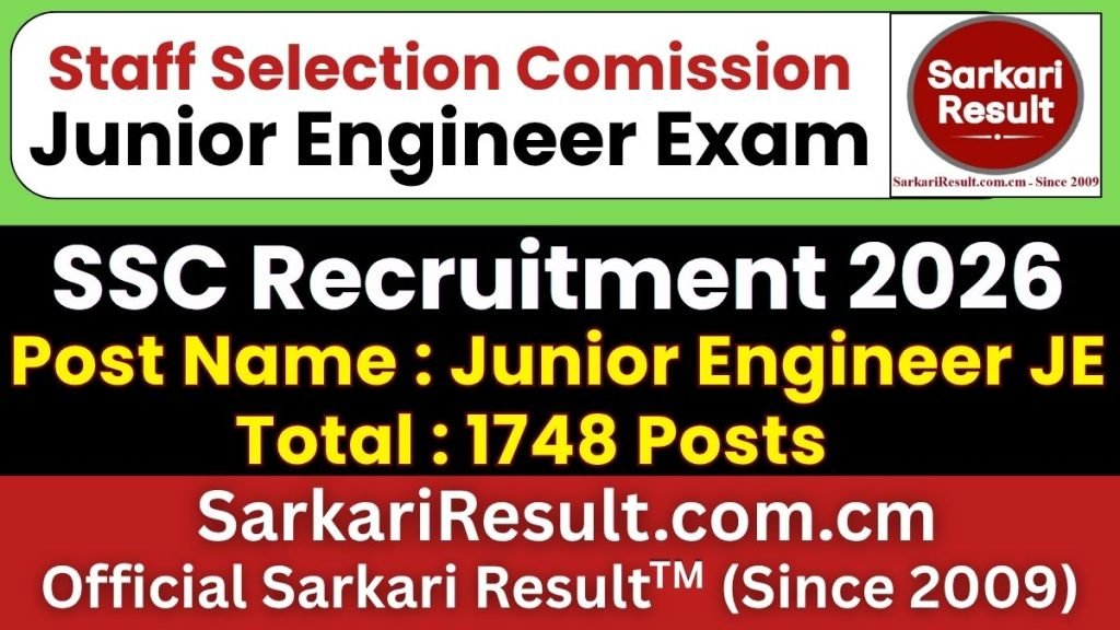 SSC Junior Engineer JE Online Form 2026