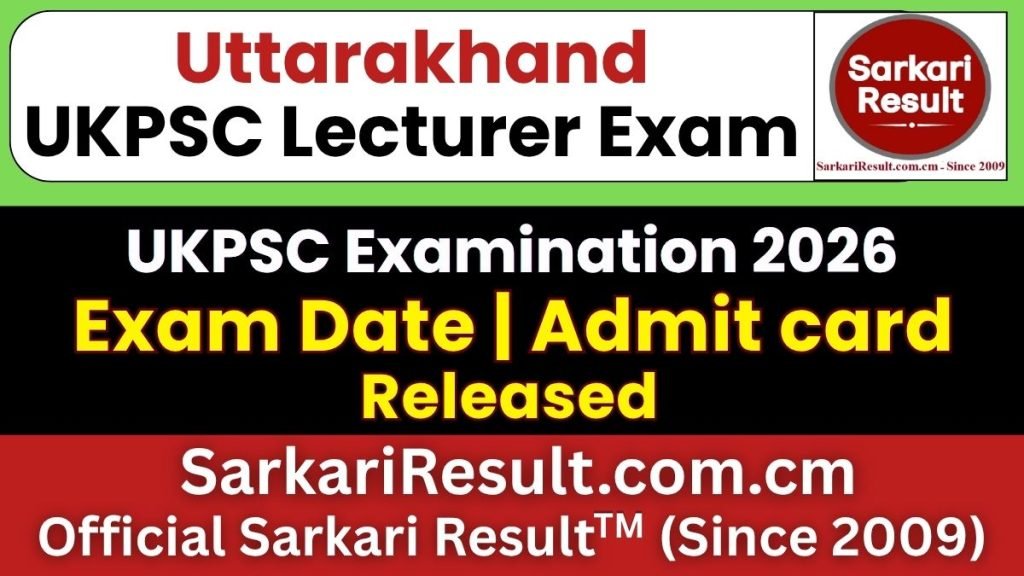 UKPSC Lecturer Admit Card 2026