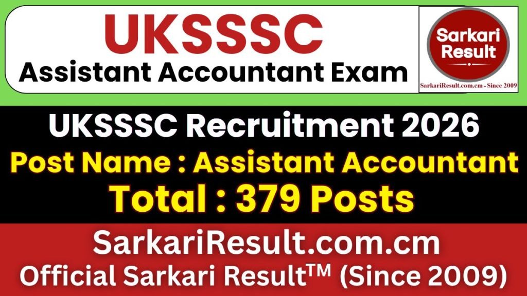 UKSSSC Assistant Accountant Online Form 2026