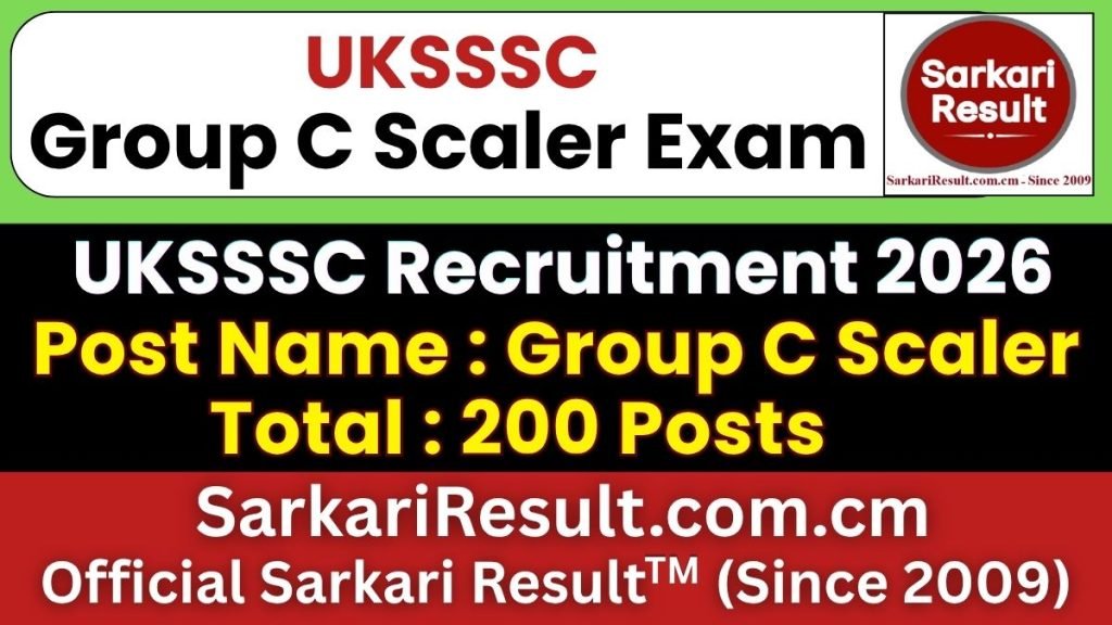 UKSSSC Group C Scaler Online Form 2026