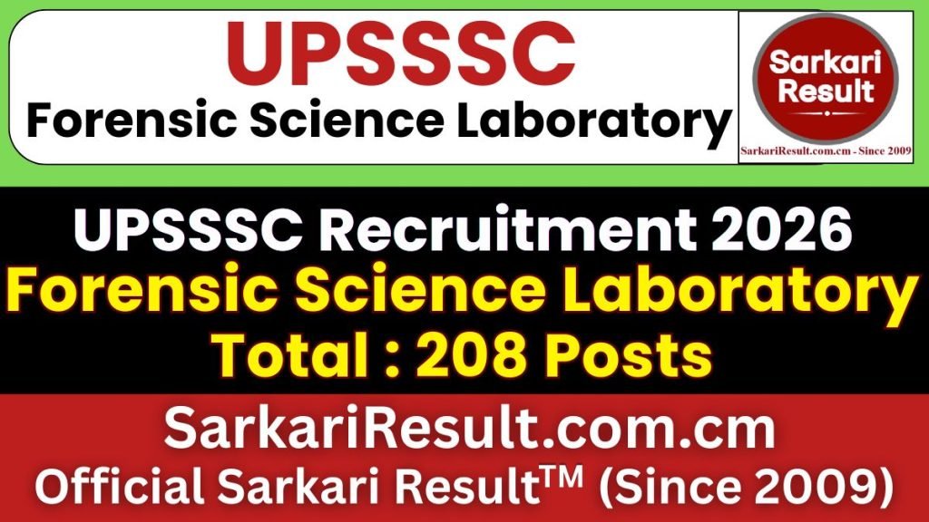 UPSSSC Forensic Science Laboratory Online Form 2026