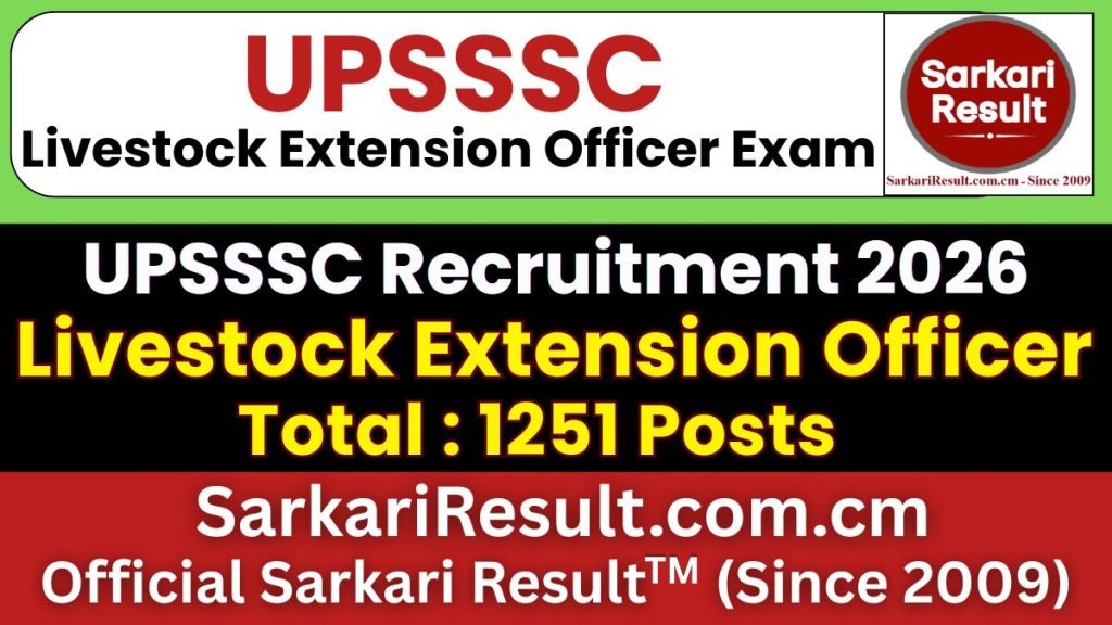 UPSSSC Livestock Extension Officer Online Form 2026