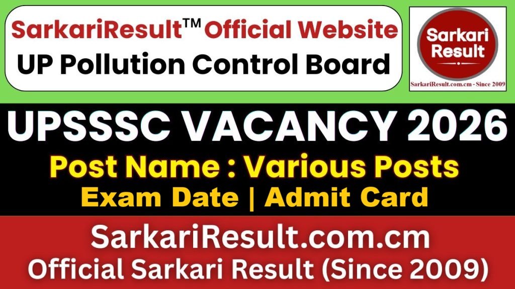 UPSSSC UP Pollution Control Board Various Post Exam City Details 2026