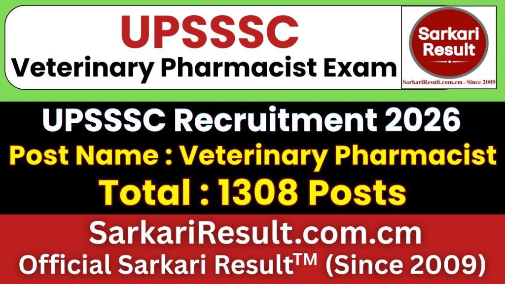 UPSSSC Veterinary Pharmacist Online Form 2026