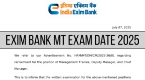 EXIM Bank MT, Deputy Manager Exam Date 2025 – Punjab Job Vacancy