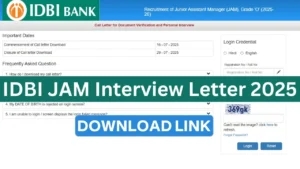 IDBI JAM Interview Letter 2025