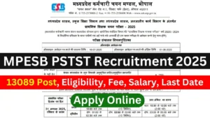 MPESB PSTST Recruitment 2025: 13089 Primary Teacher Online Form