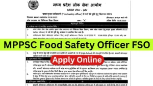 MPPSC Food Safety Officer FSO Vacancy 2025 Apply Online