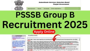 PSSSB Group B Recruitment 2025 Apply Online for 368 Post