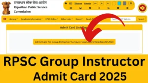 RPSC Group Instructor Admit Card 2025 (OUT} Exam Date, Hall Ticket Download
