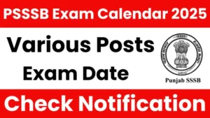 PSSSB Various Post Revised Exam Date Notice 2025 – Punjab Job Vacancy