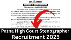 Patna High Court Stenographer Recruitment 2025 [111 Post] Apply Online