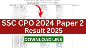 SSC CPO Paper 2 Result 2025 OUT, PDF Download Link