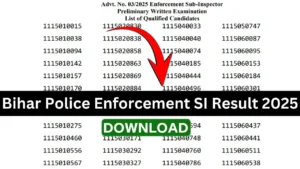 BPSSC Bihar Police Enforcement SI Pre Result 2025 Link, Download
