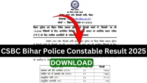 CSBC Bihar Police Constable Result 2025 Link, PDF Download