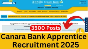 Canara Bank Apprentice Recruitment 2025 {3500 Post} Apply Online